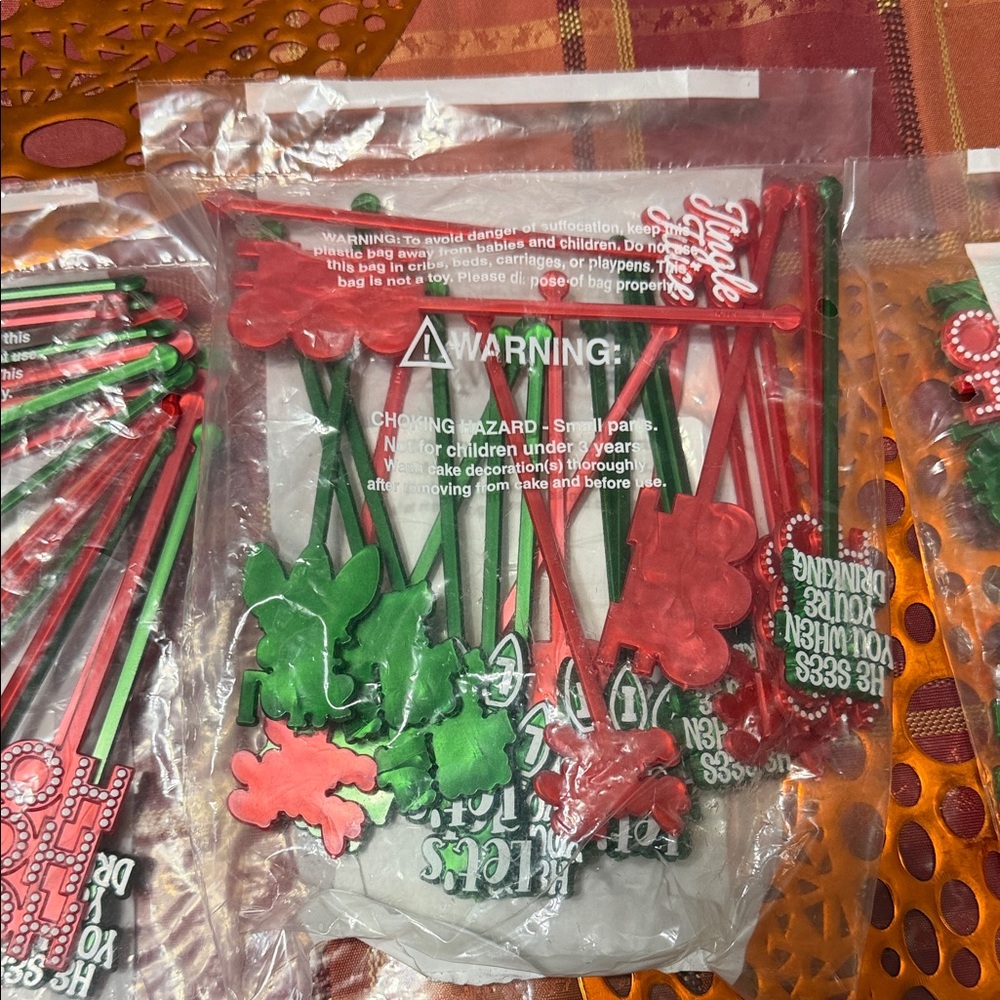 Holiday Cheer Cake Toppers - Red and Green